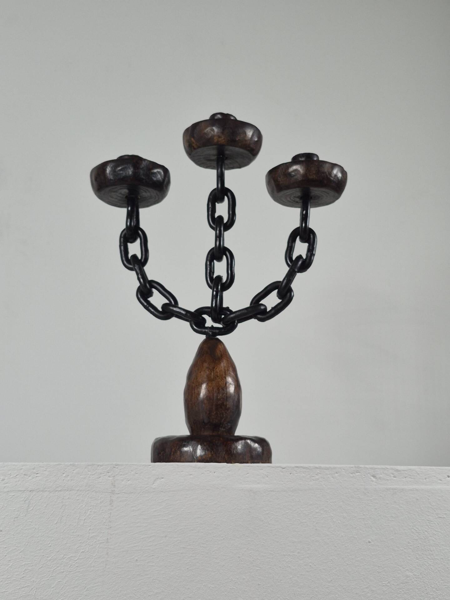 Vintage brutalist chain decor candleholder spain