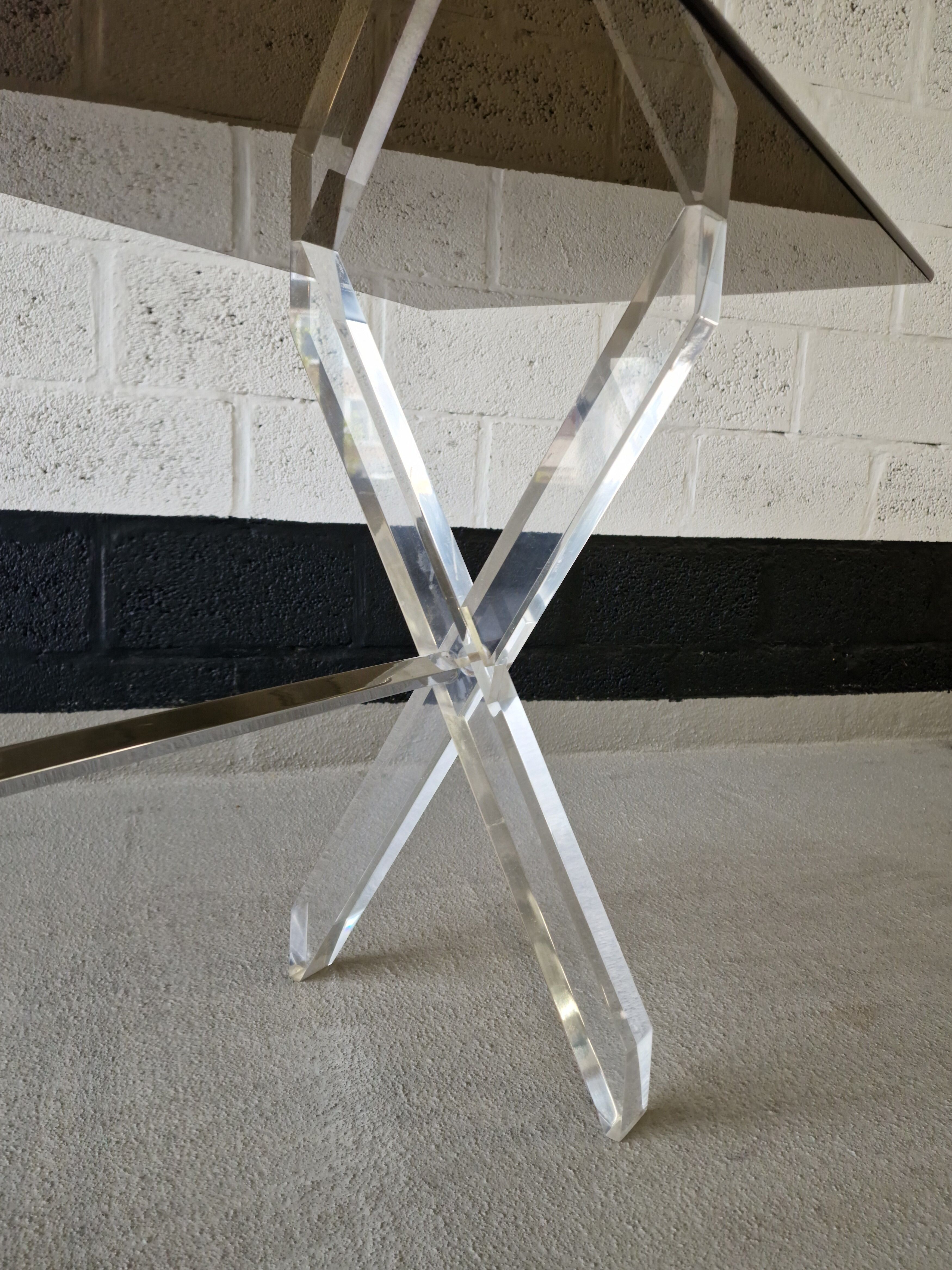 Desk in feet x plexiglass & smoked glass, 1970s