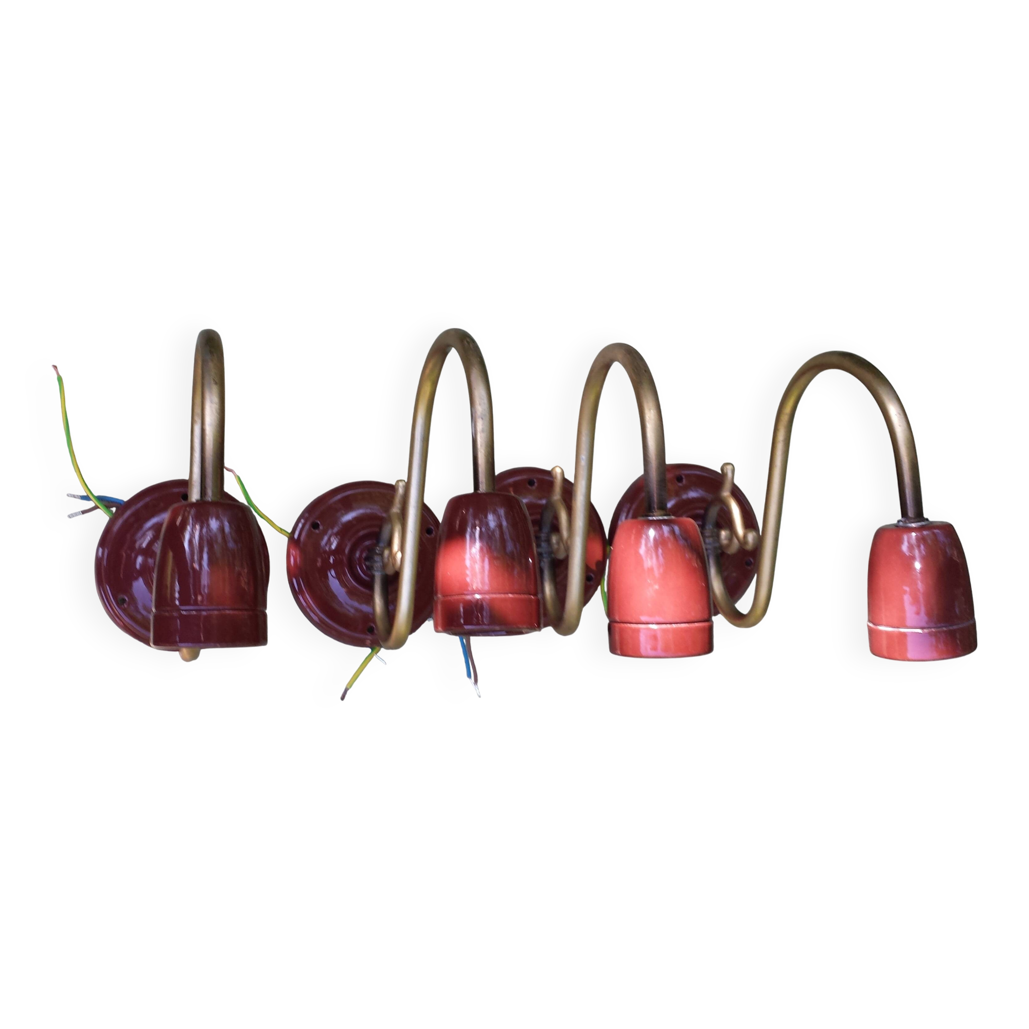 4 Wall Sconces Bronze Porcelain