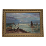 Old oil painting on canvas from the 19th/20th century.