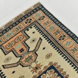2x11 shades of cream blue oushak runner rug