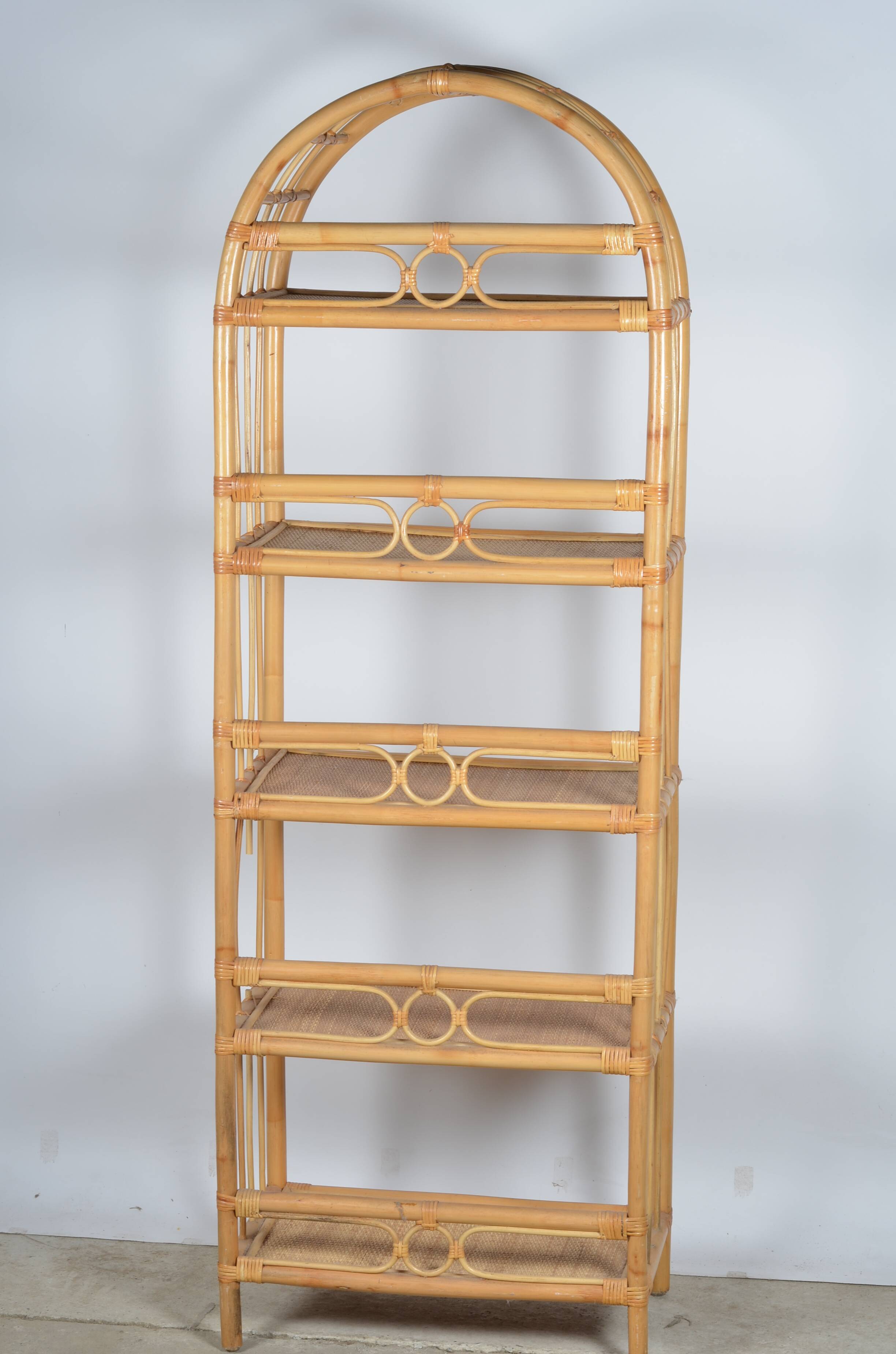 Rattan bookcase-shelves