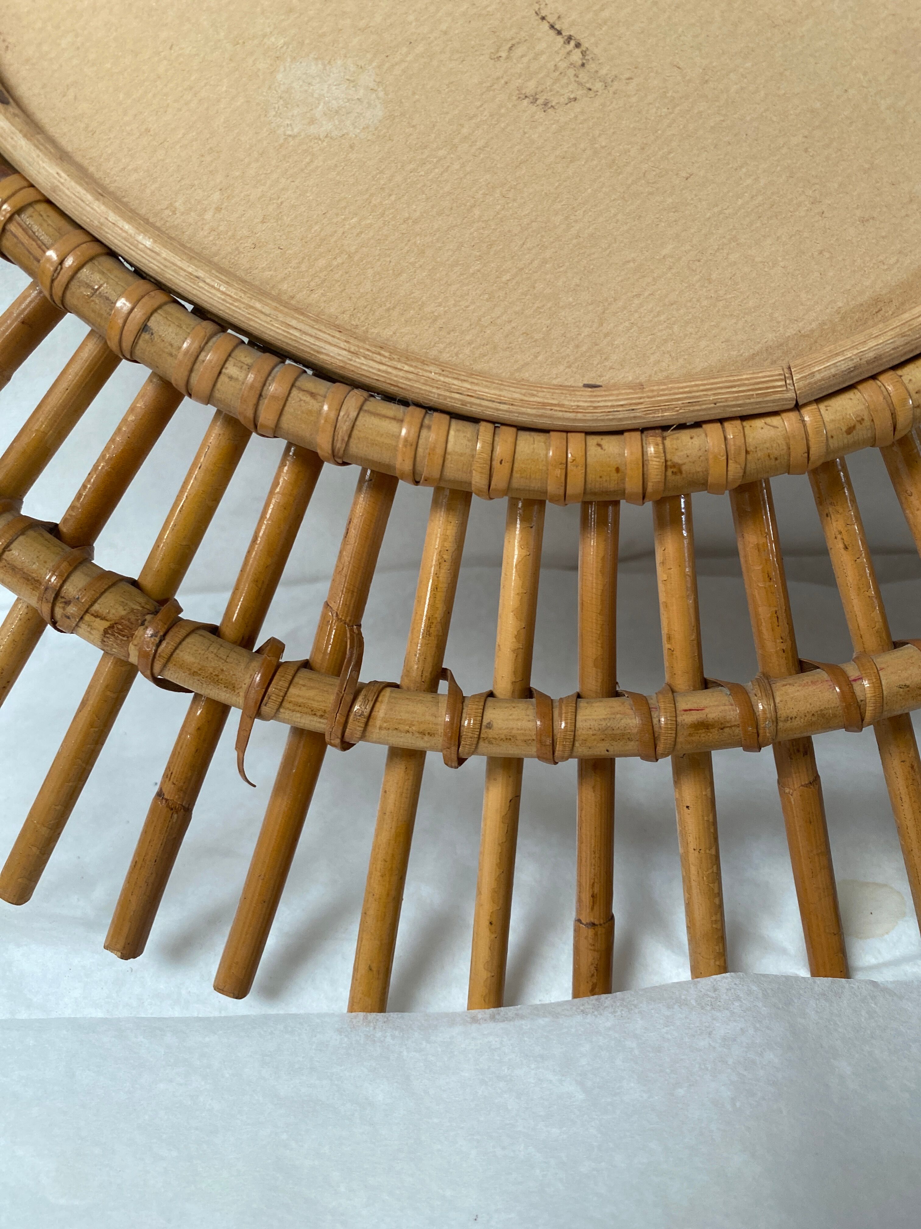 Vintage rattan sun mirror 48cm