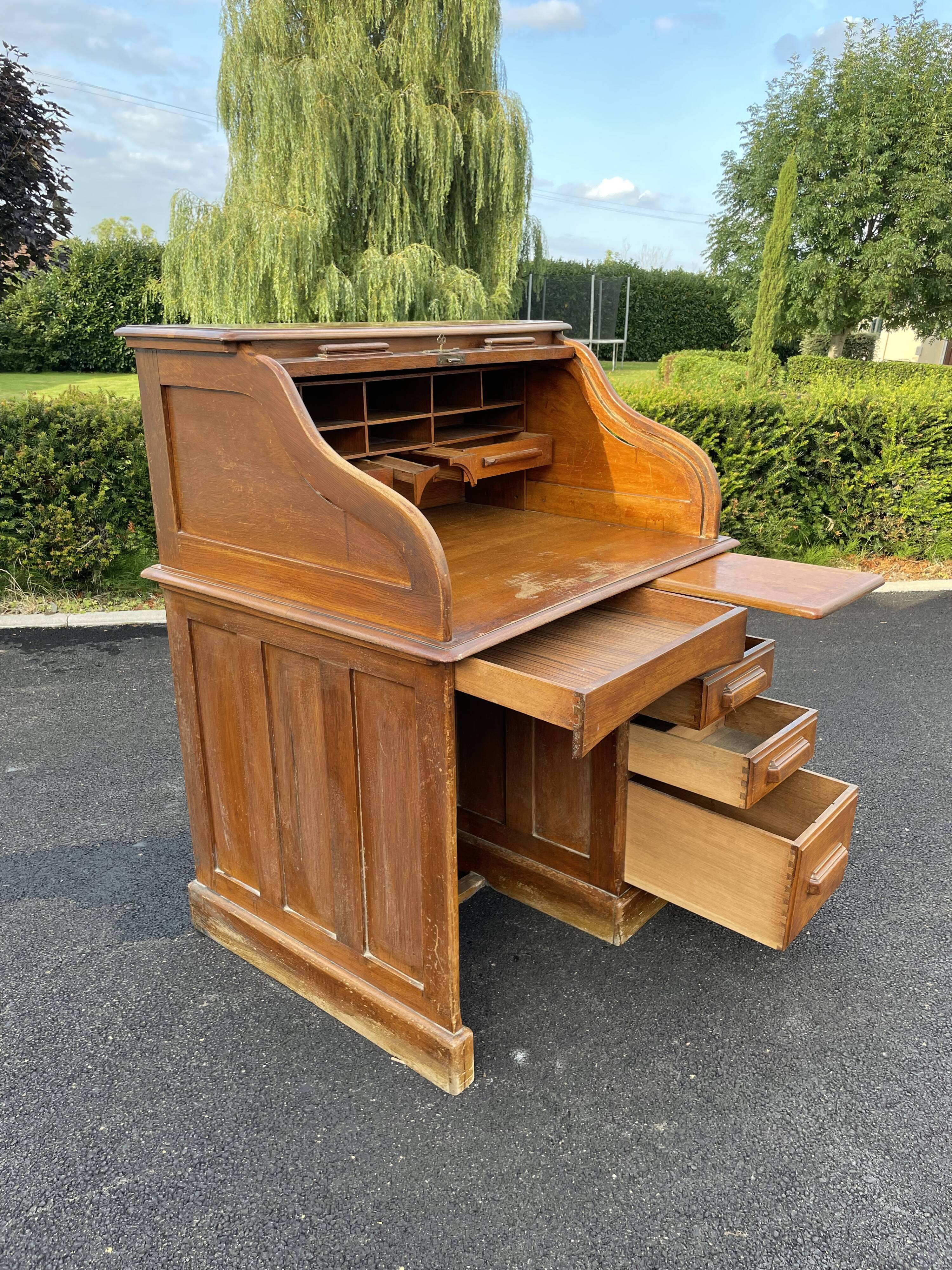 Old desk derby desk usa 1930 with cylinder curtain