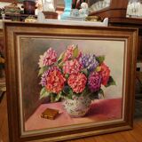 Peinture bouquet d'hortensias