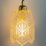 Vintage tulip pendant lamp in molded glass