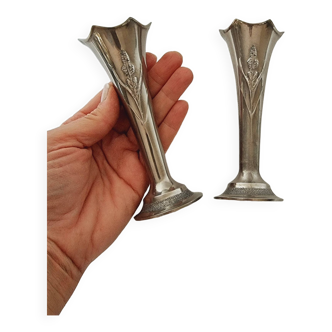 2 Vintage Silver Plated Violeteros, Vases, Vases