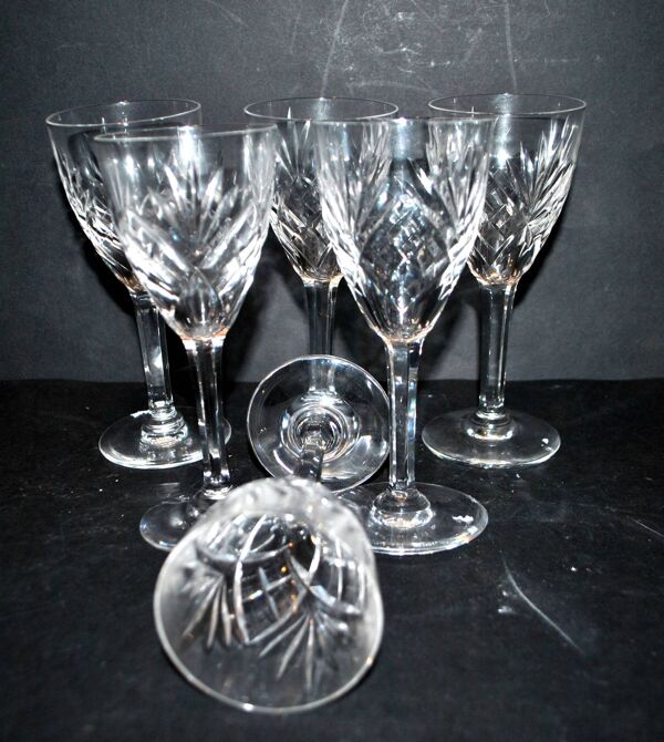 Lot de 6 verres à vin blanc chantilly cristal taillé de saint-louis  h14cm