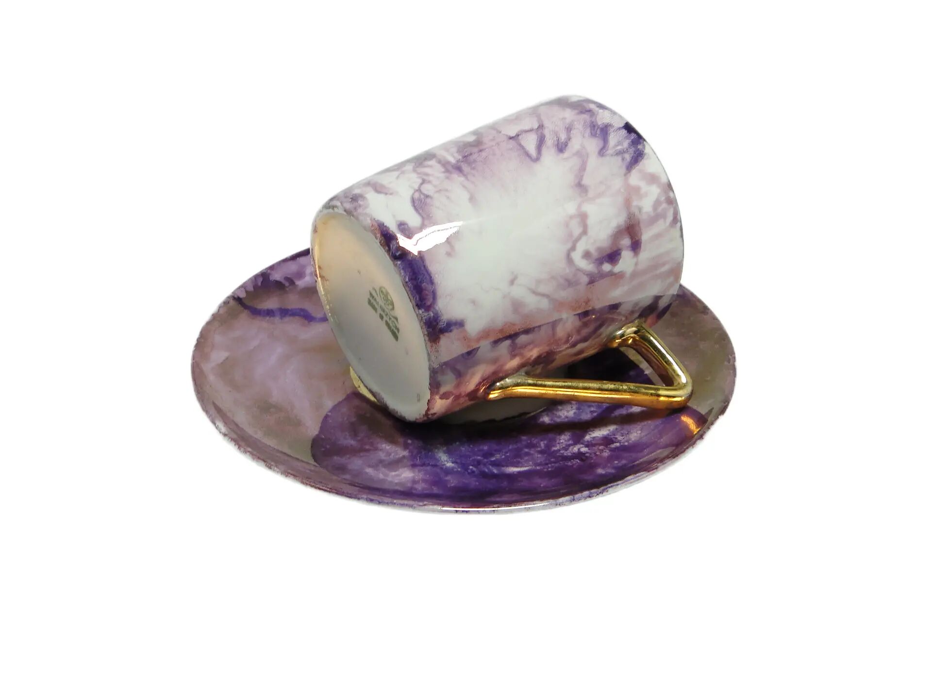 Cup and saucer, mid-century modern, porcelain, Poland, 1970s.