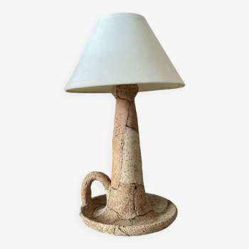 Cork table lamp, vintage ceramic