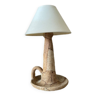 Lampe à poser en liège, céramique vintage