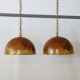 Italian design hanging lamps resin and leaves, 1970s 1980s
