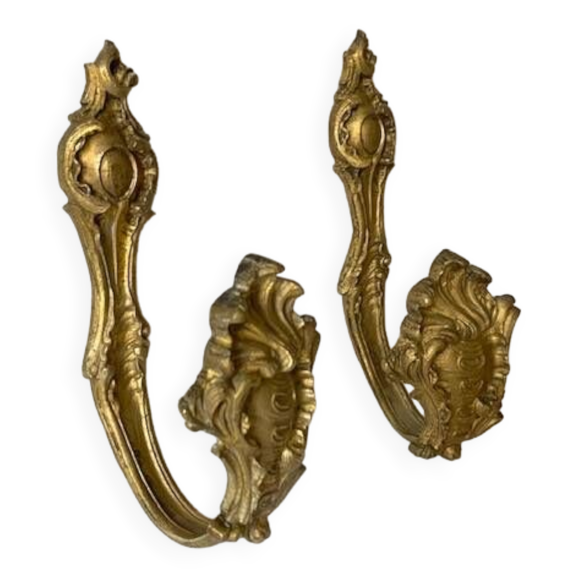 Pair of old gilded bronze curtain tiebacks, late 19th century