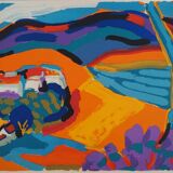 Pierre Ambrogiani: Village on the Hill, Original Signed Lithograph