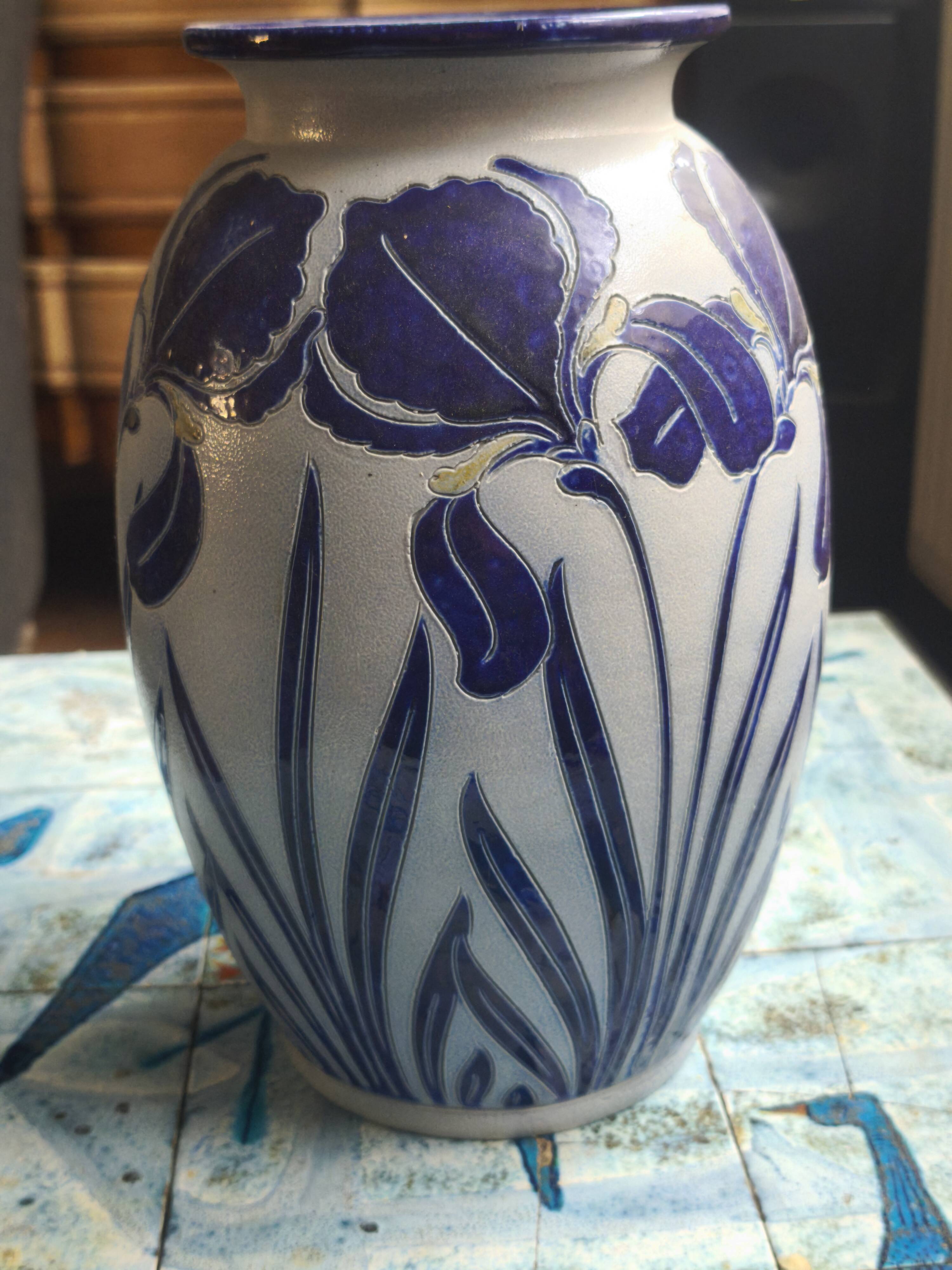 Iris vase, glazed stoneware