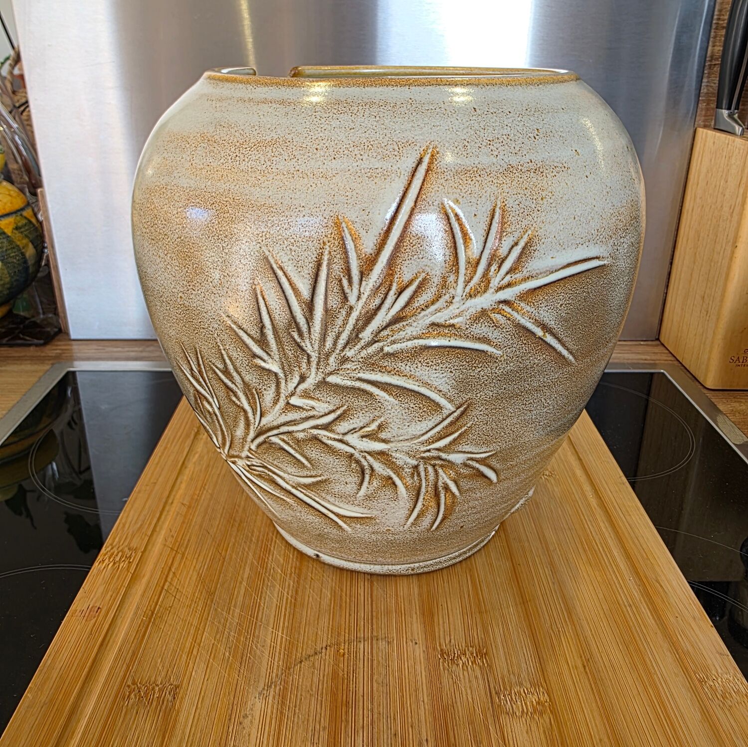 Large Round Vase Vallauris Huguette BESSONE - Brutalist - 23 cm
