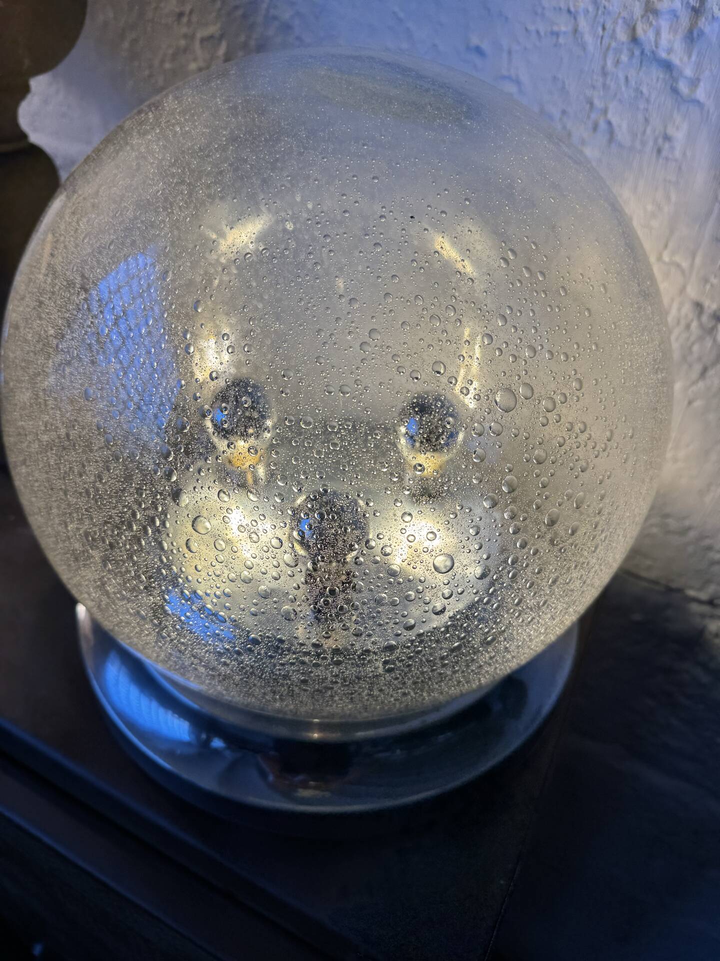 Lampe de table verre bullé Space Age années 70