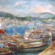 Small port. oil on canvas by jacques grad 1920-2008.