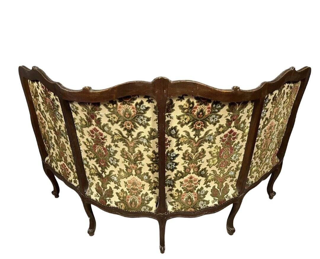 Rare Banquette d'angle / caqueteuse style Louis XV en bois sculpté