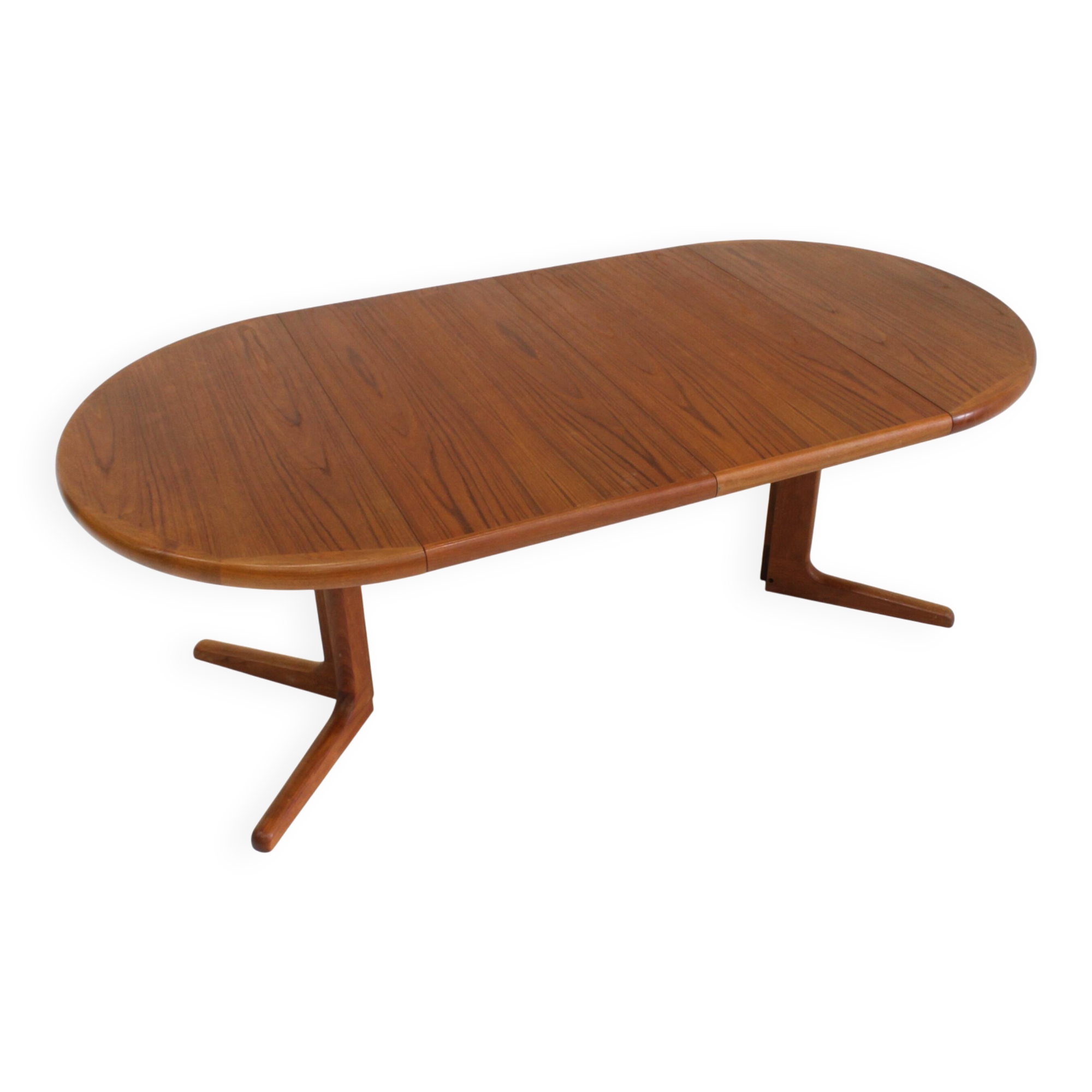 Vintage Danish round extendable dining table teak 1960s