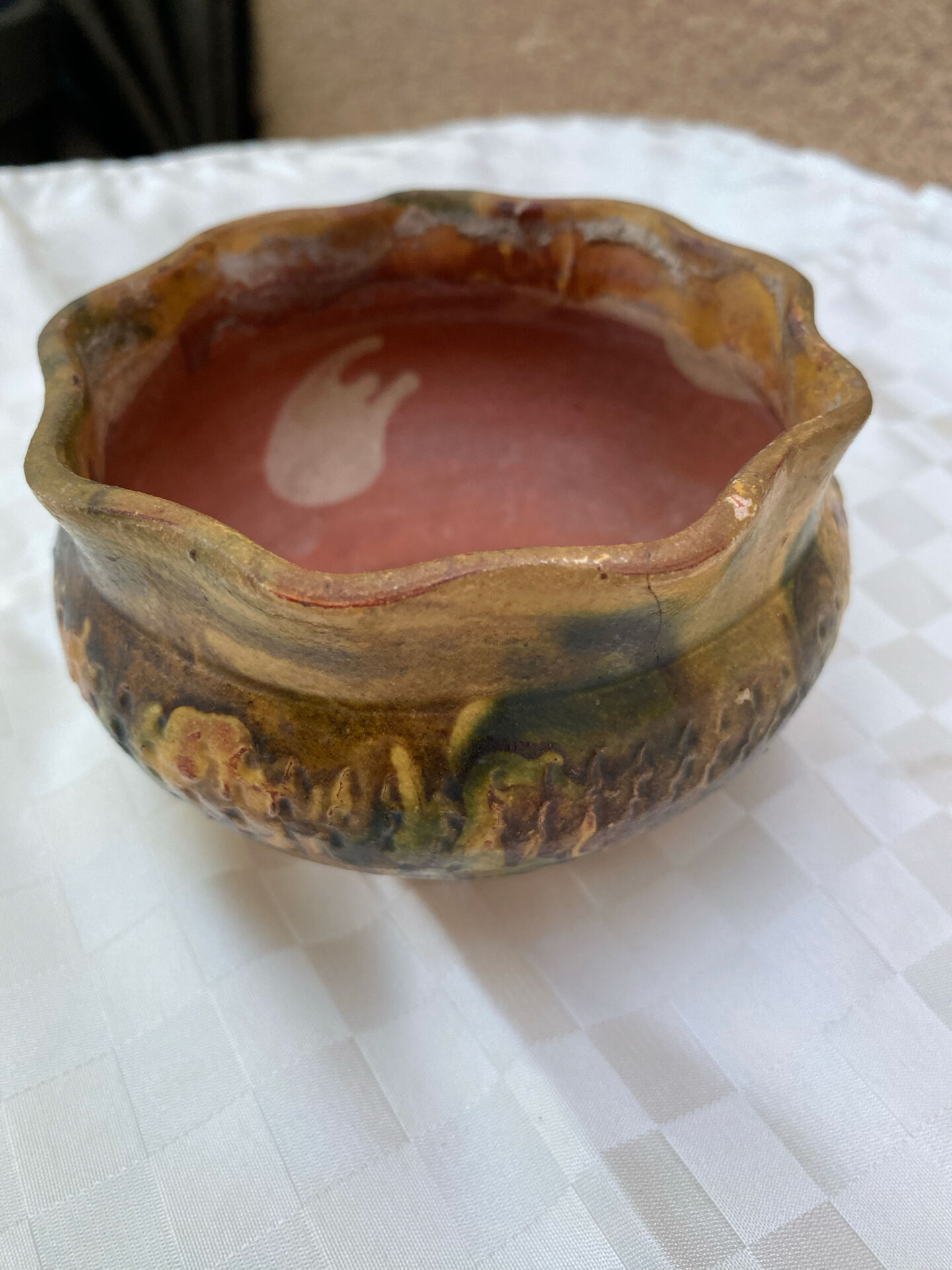 Mini vintage speckled ceramic cache-pot