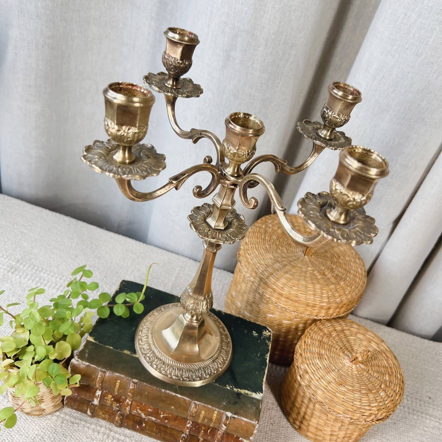 5-light brass candlestick