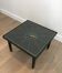 Table pendule en cuir et laiton. Dans le goût de Jacques Adnet