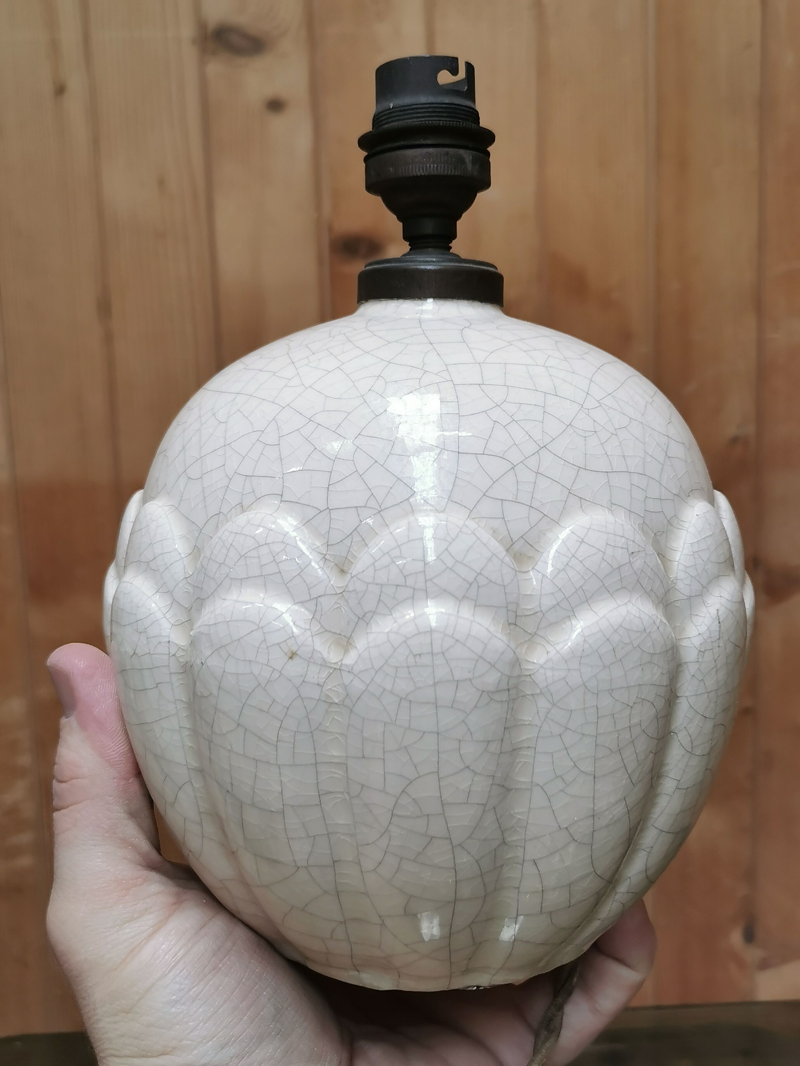 ART DECO design lamp, signed ceramic, Cracked 30's