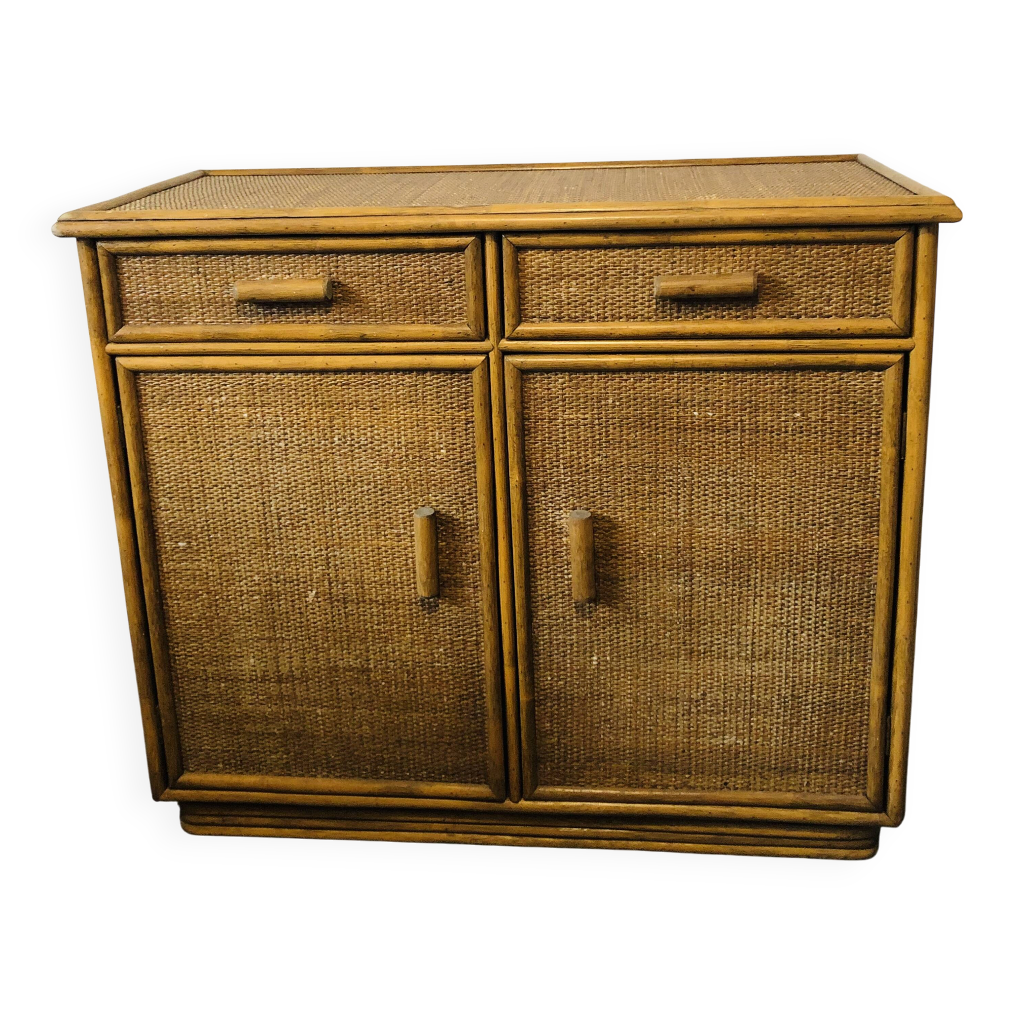 Woven rattan and bamboo buffet—Vivai del Sud, Italy circa 70s