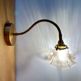 Wall lamp flexible cable tulip vintage amber glass