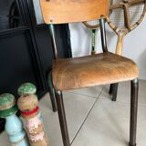 Ancienne chaise écolier enfant bois et métal