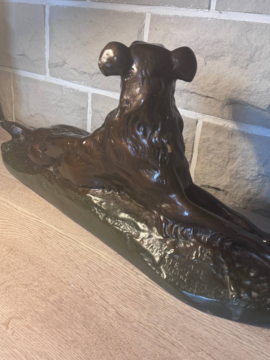 Large ancient sculpture – Reclining Greyhound after P.J. Mêne – edition