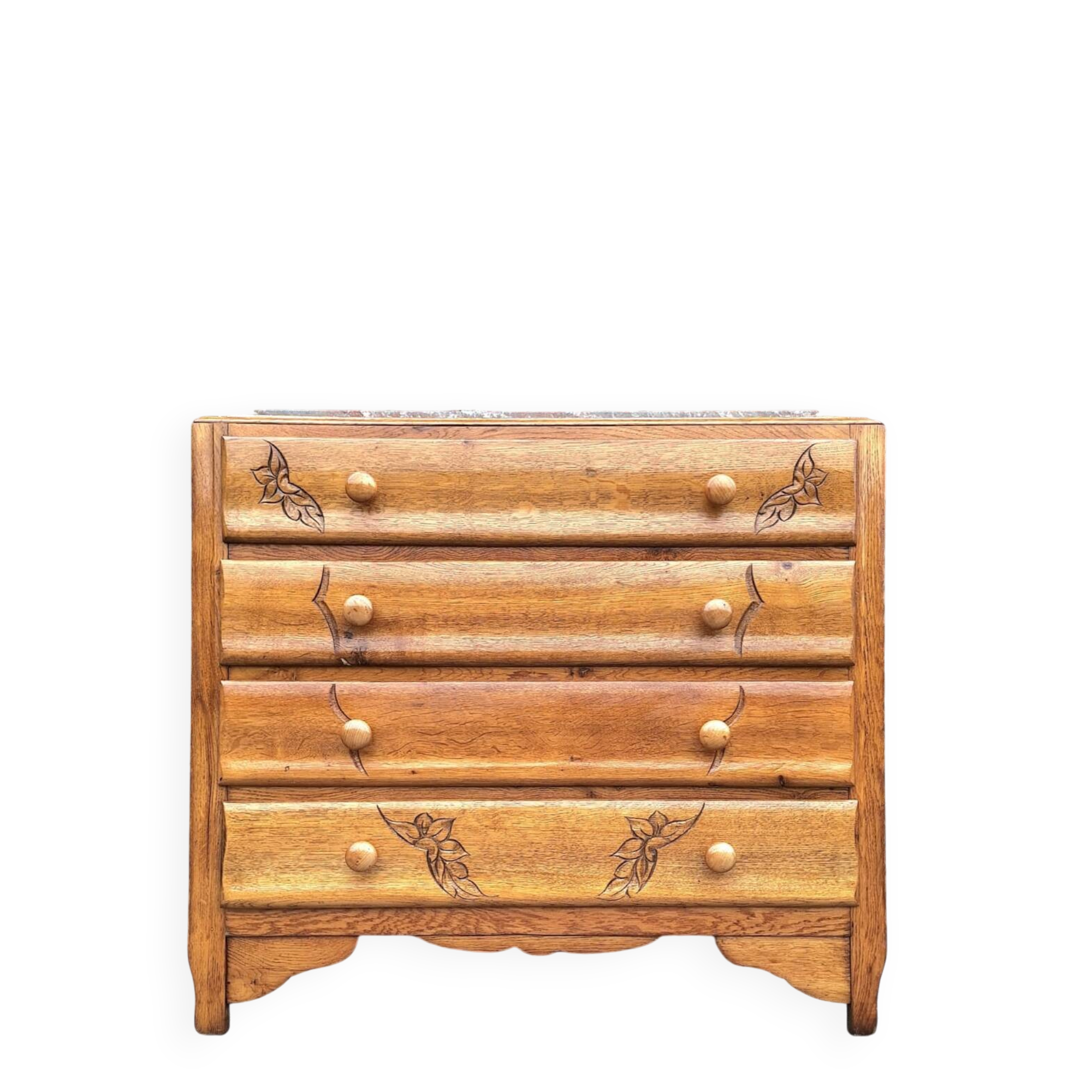 Art Deco commode, vintage antique piece with marble top.
