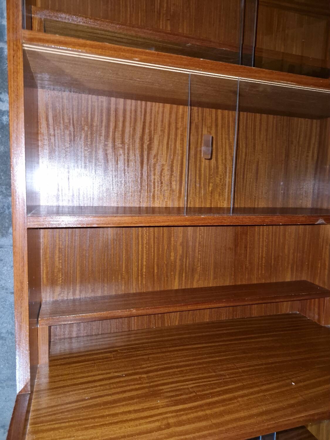 Danish teak library, display cabinet, shelves 1970