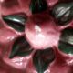 Vintage dessert plate in glazed ceramic with strawberry design, 1950s-1970s.