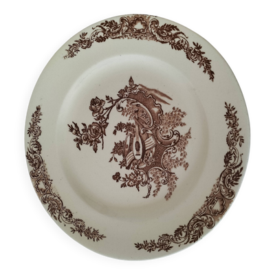 Assiette modèle Louis XV décor chocolat  Clairefontaine Sanejouand & Graves