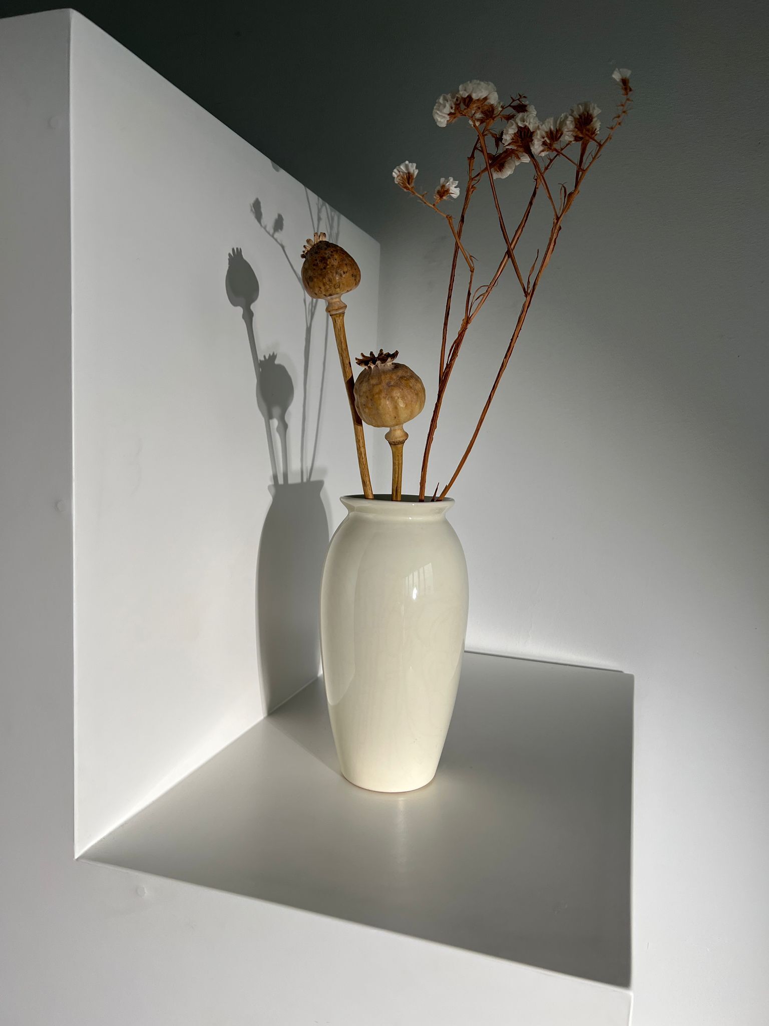 Vase oblong en céramique blanc Habitat vintage