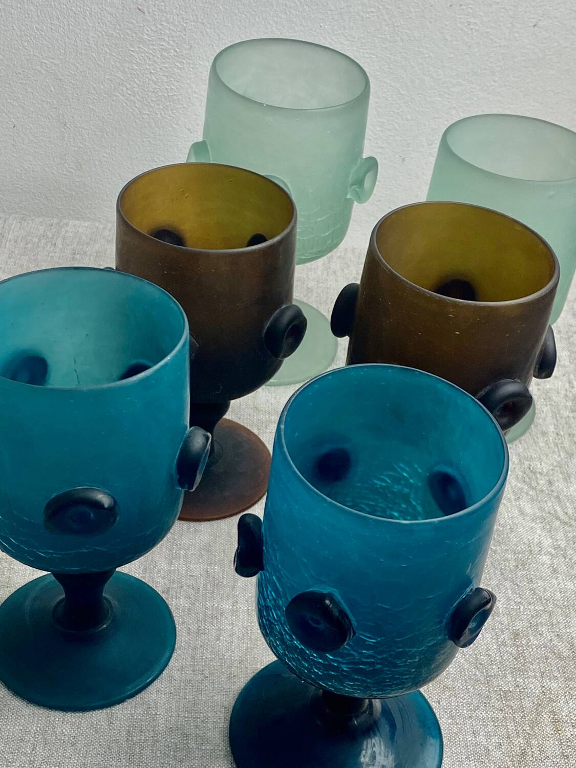 Iranian stemmed glasses in blown glass 1960