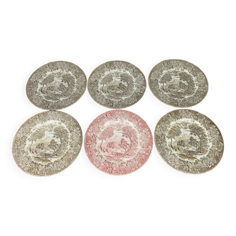 6 assiettes terre de fer anglaises ironstone