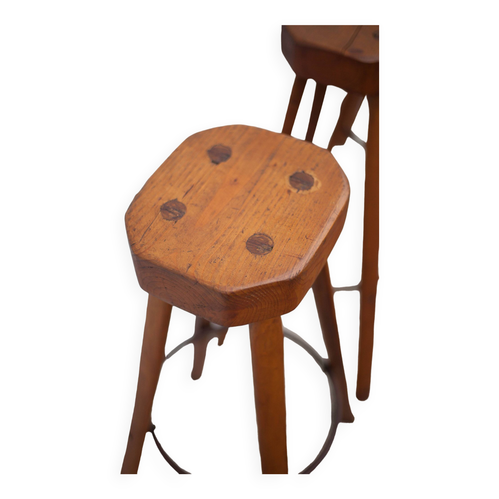 Bar stool X 3, wood and metal stool, brustalist stool, high stool