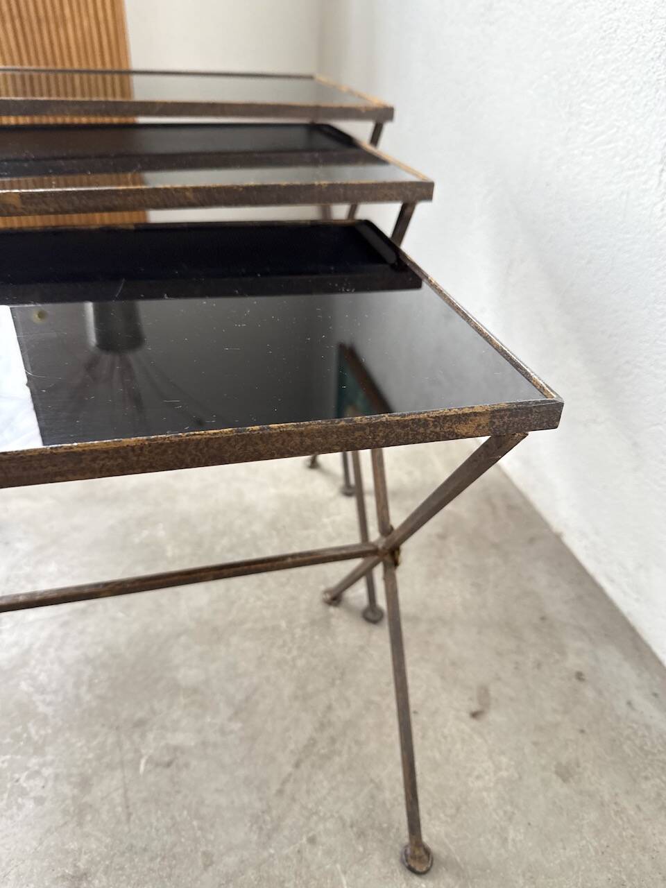 Adnet 1950s nesting tables trio