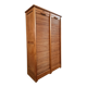 Armoire à rideaux vintage en chêne français – années 1960 – rangement de bureau avec étagères réglables