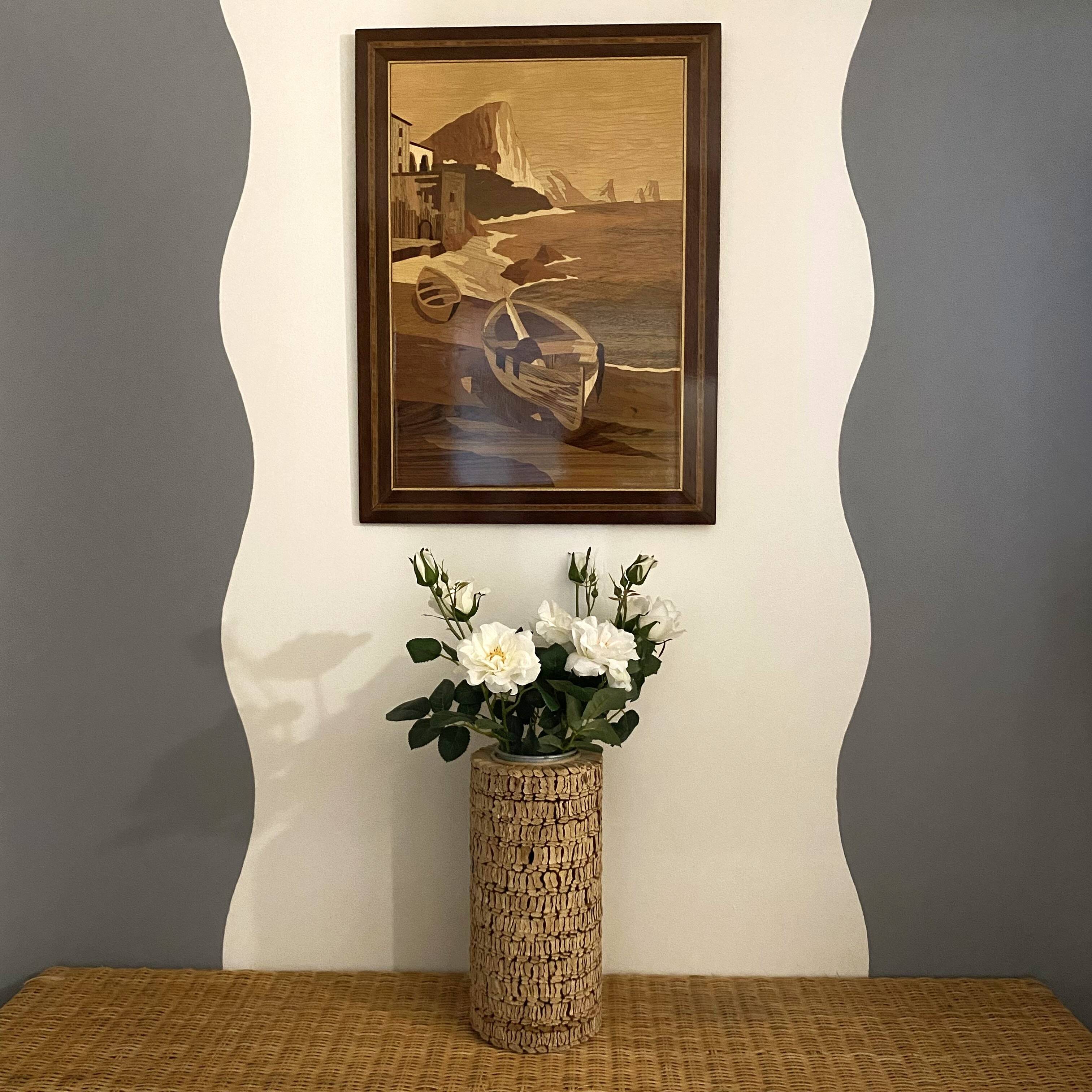 Table 45x60, Restored, Seascape, Wood marquetry