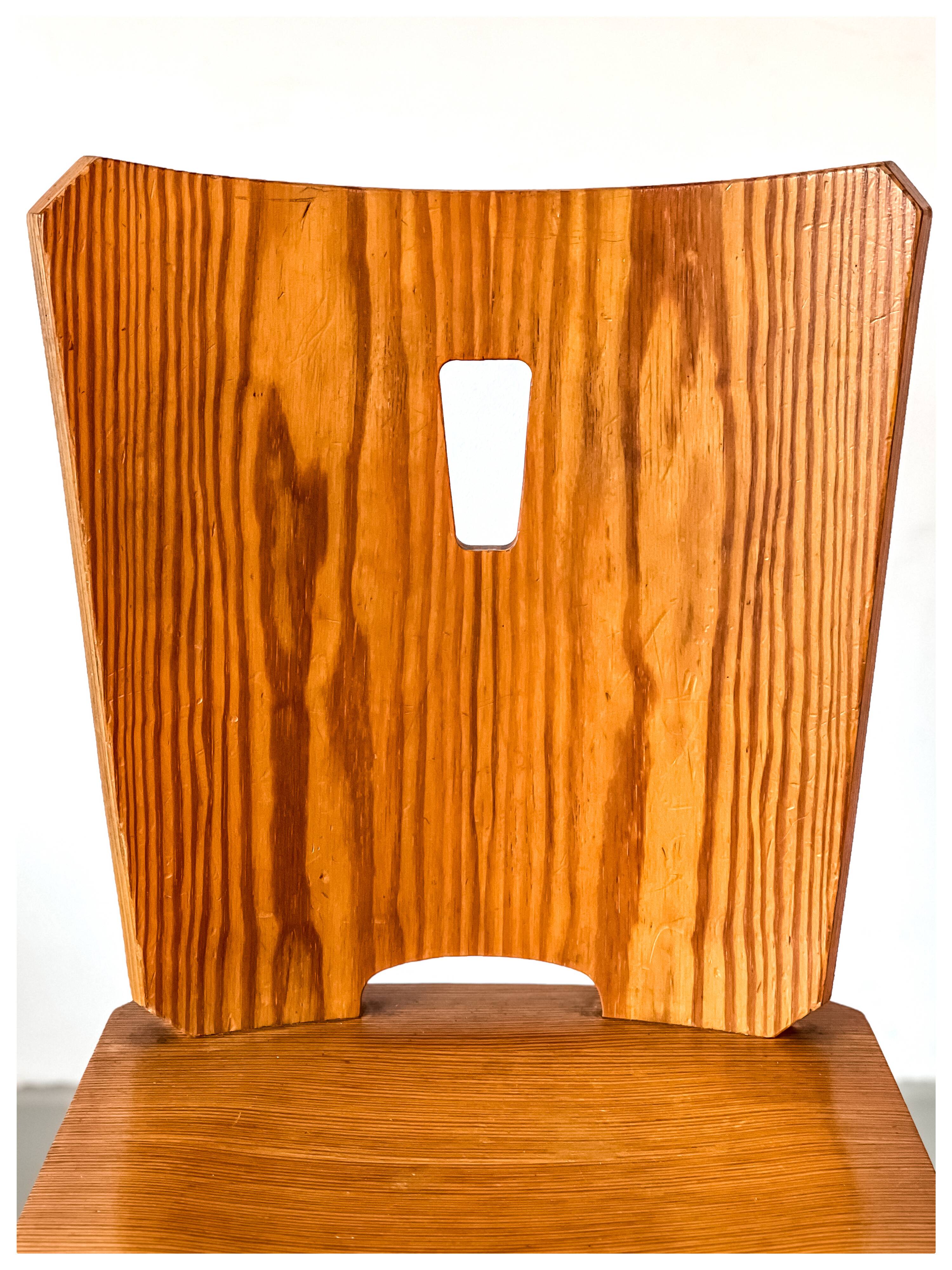 Vintage brutalist pine chairs
