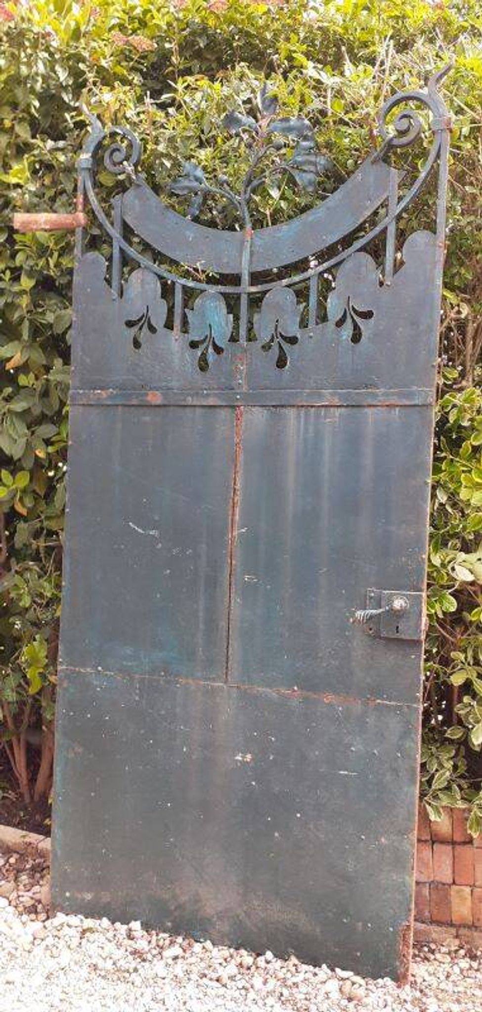 Solid gate, garden iron, H227x110cm, old, exterior door