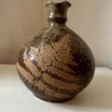 Vintage stoneware pitcher/jug by Alain Blanchard, decorated with leaves and ferns