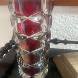 Vintage garnet glass geometric vase