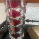 Vintage garnet glass geometric vase