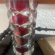 Vintage garnet glass geometric vase