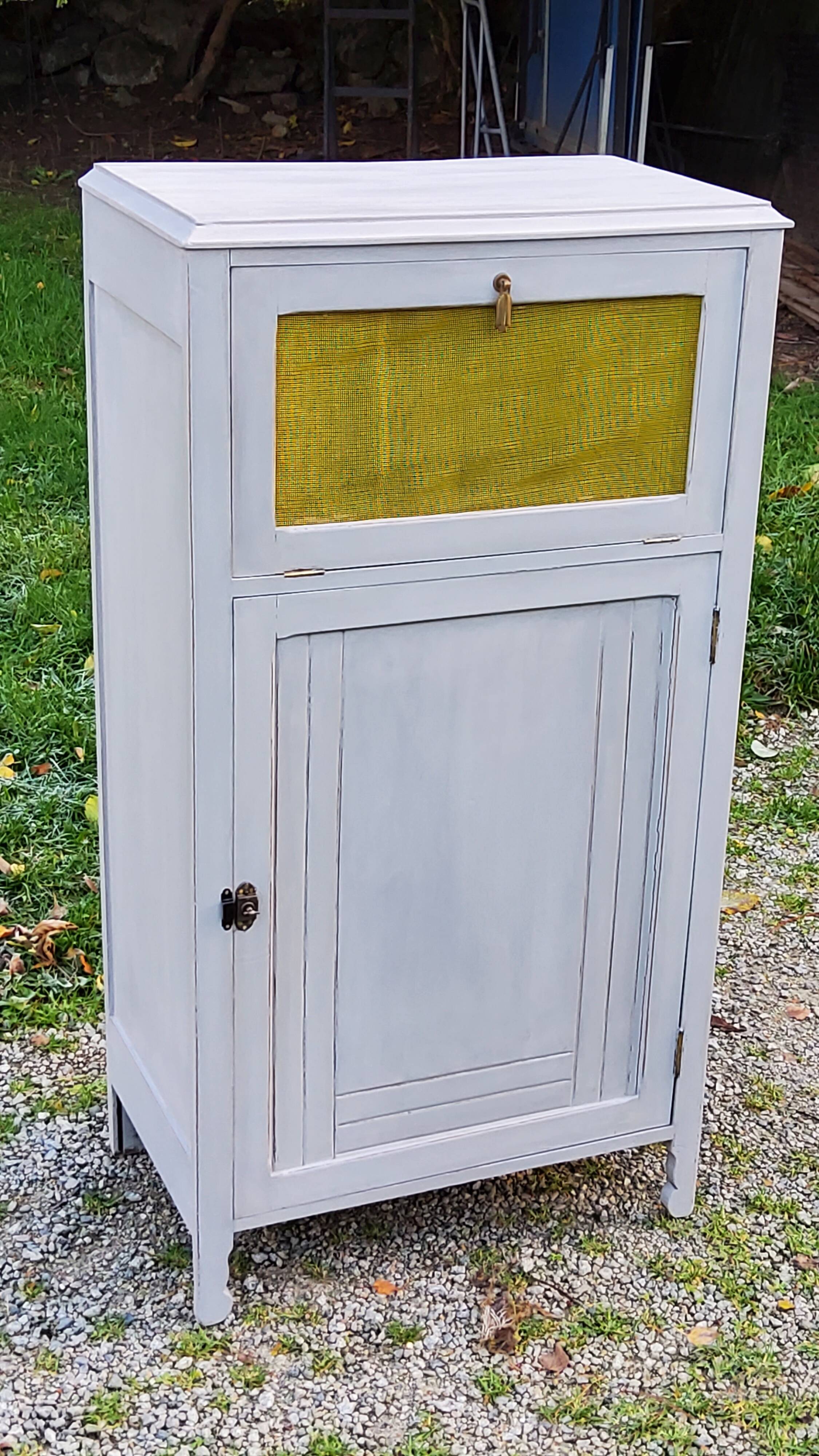 Parisian sideboard pantry from the 1920s with gray patina